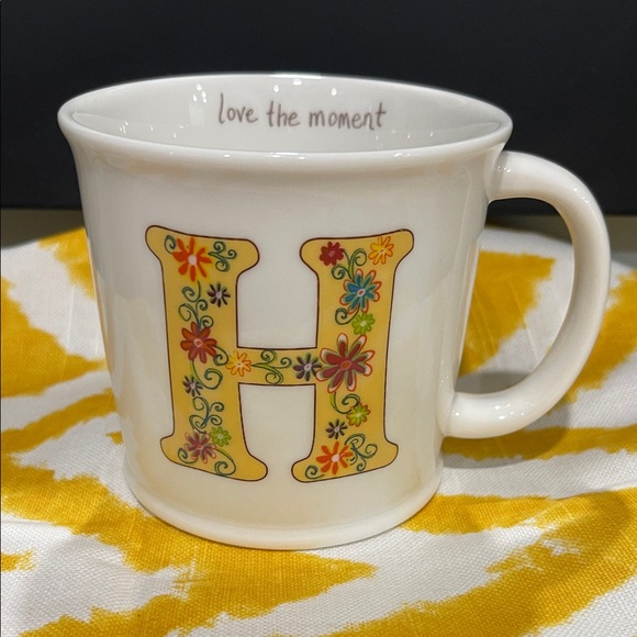 NATURAL LIFE Other - Floral Initial Mug - White and Yellow- “H” NEW with tags!